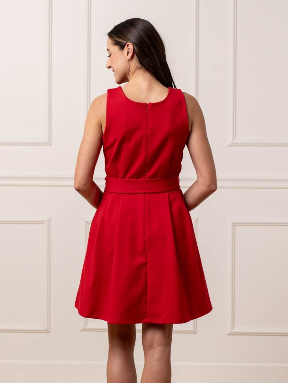 Hope & Henry Sleeveless Ponte Skater Dress - Red Ponte Skater - Picture 3 of 6